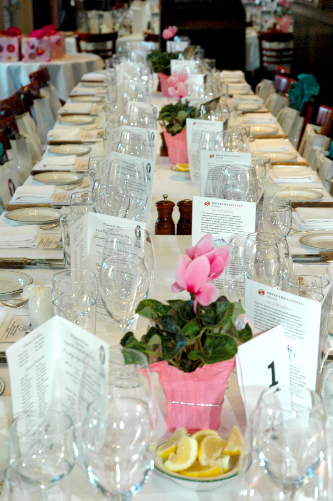 Table Set for Dining With Cutlery, Glassware and Wine Glasses